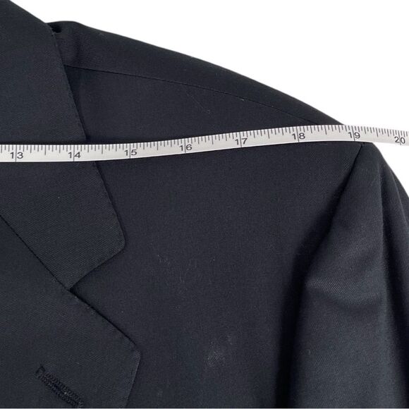 Canali 54L / US 44L  black 100% pure wool gold crest metal button mens blazer - Picture 7 of 10